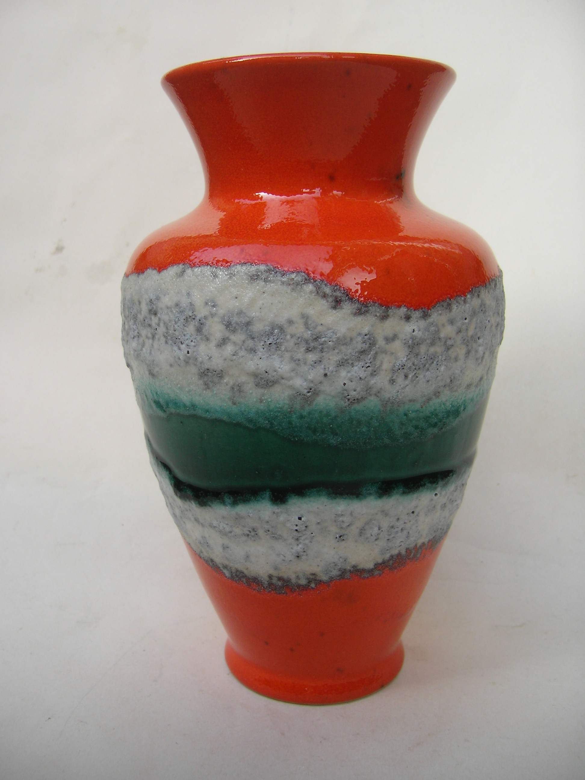 D & B 120-20 Orange and Green Lava Vase West Germany