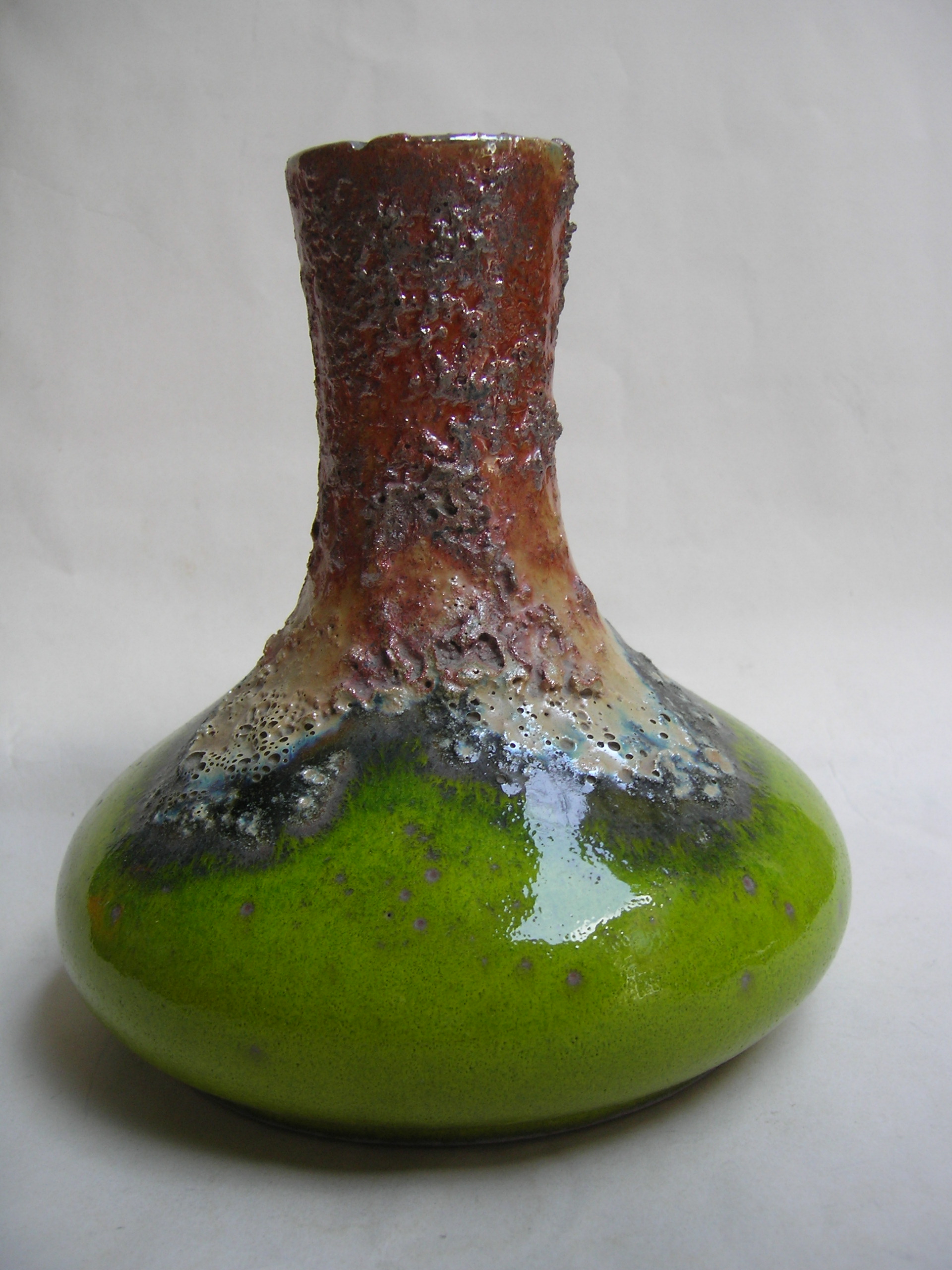 Roth - Unmarked Green Fat Lava West German Vase Pottery