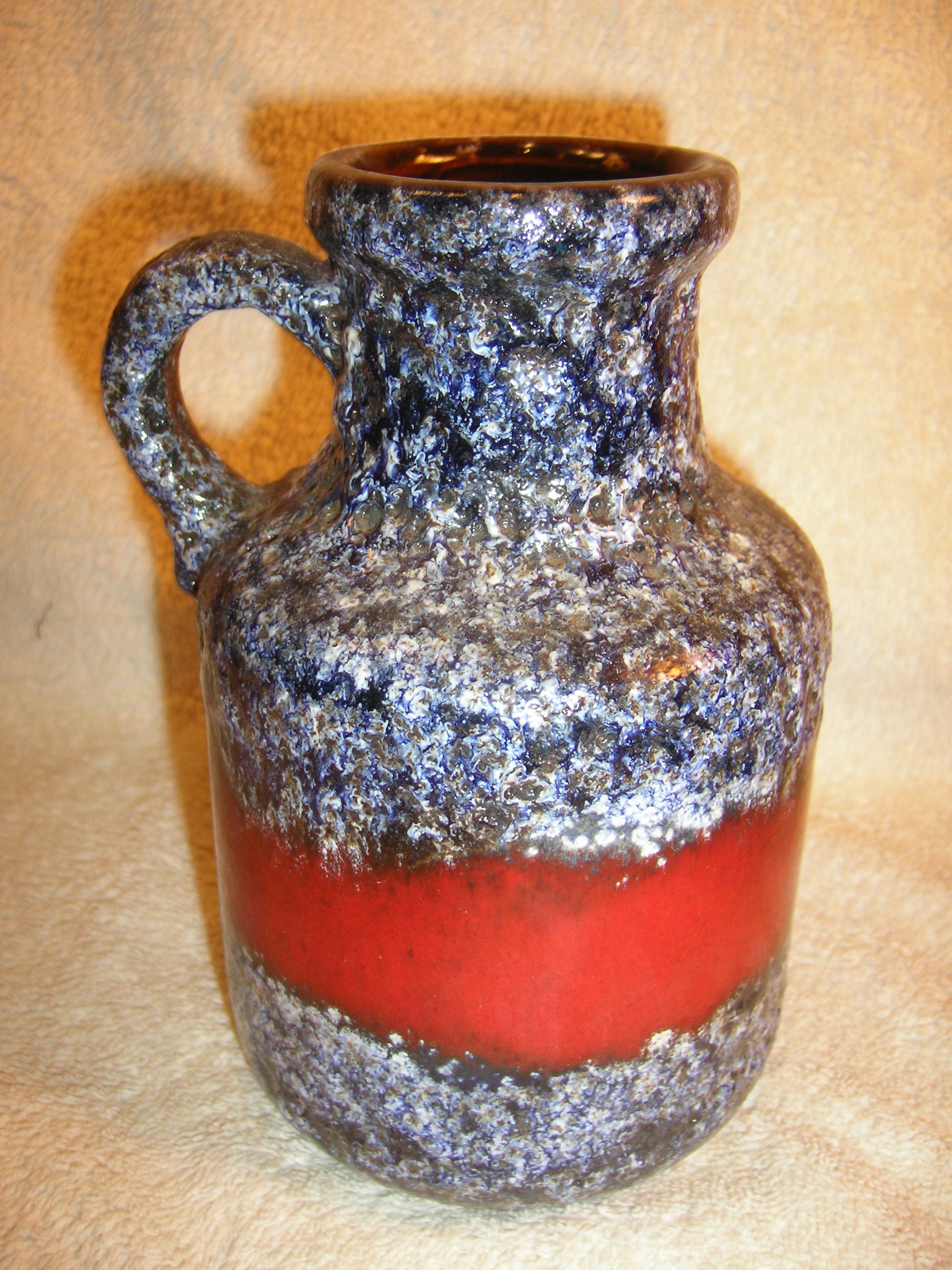 Scheurich 414-16 Red Fat Lava West German Vase Ceramic