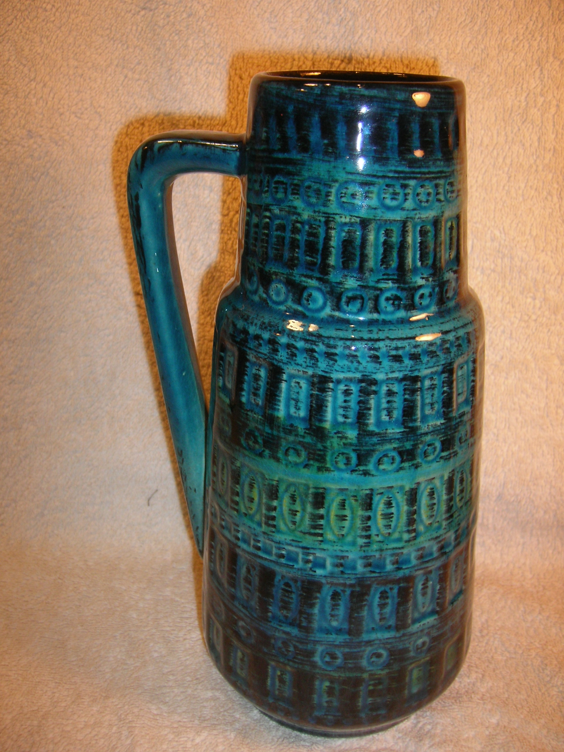 Scheurich 416-26 Blue Fat Lava West German Pottery Ceramic
