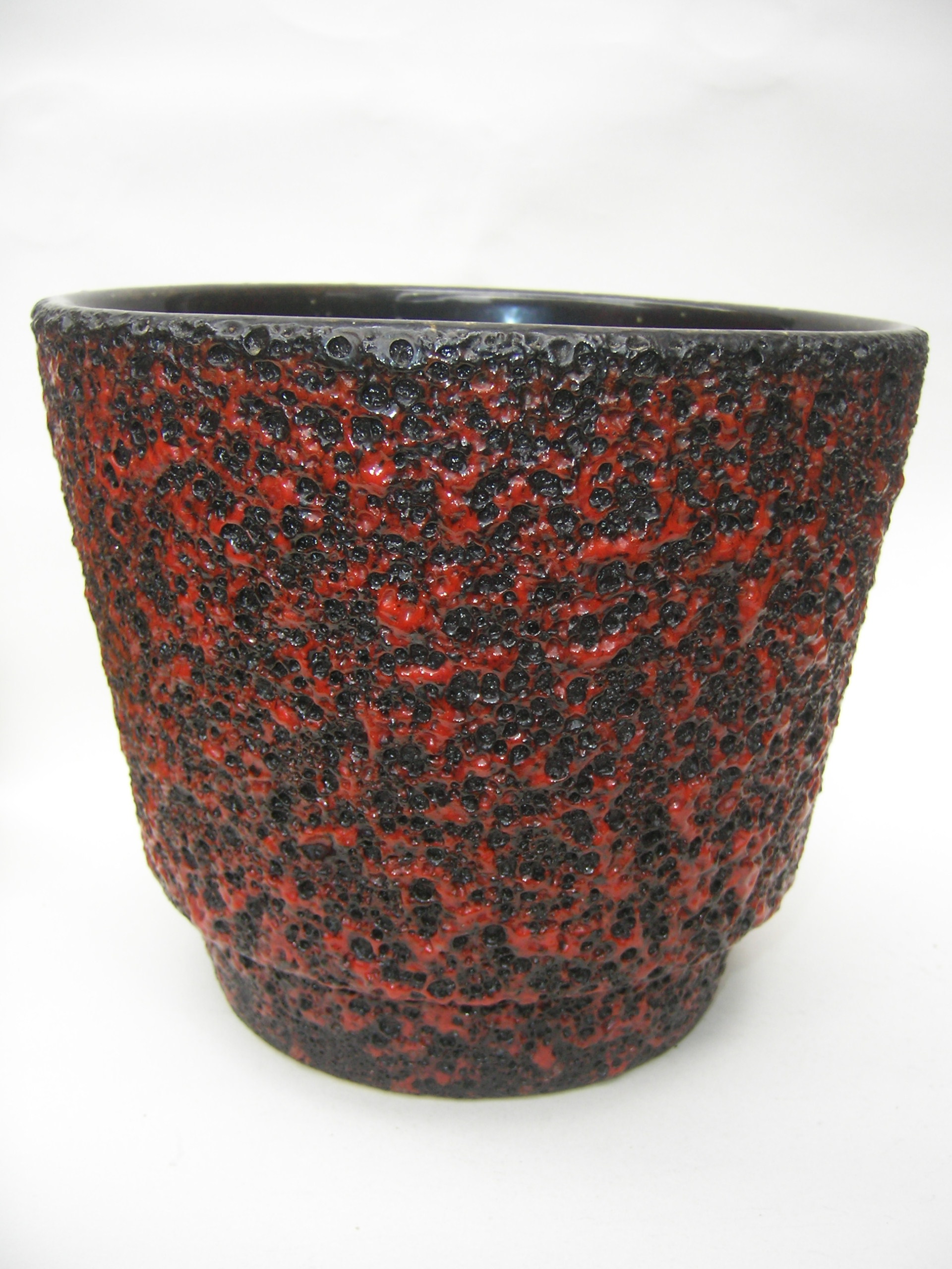 Jopeko Plant Pot West German Pottery Vintage Lava Red Black