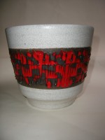 Plant Pot West German Fat Lava Red White Black