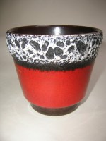 Plant Pot West German Fat Lava red black