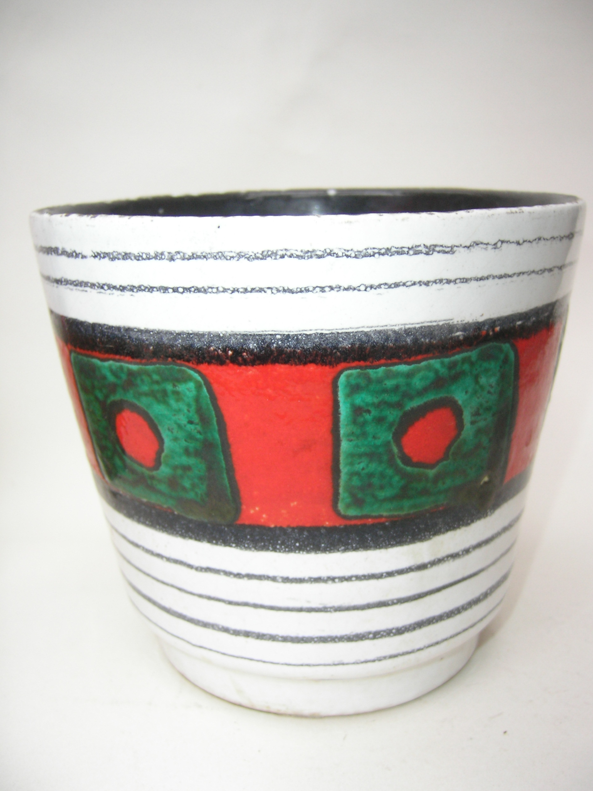 Scheurich Plant Pot West German Pottery Red Green