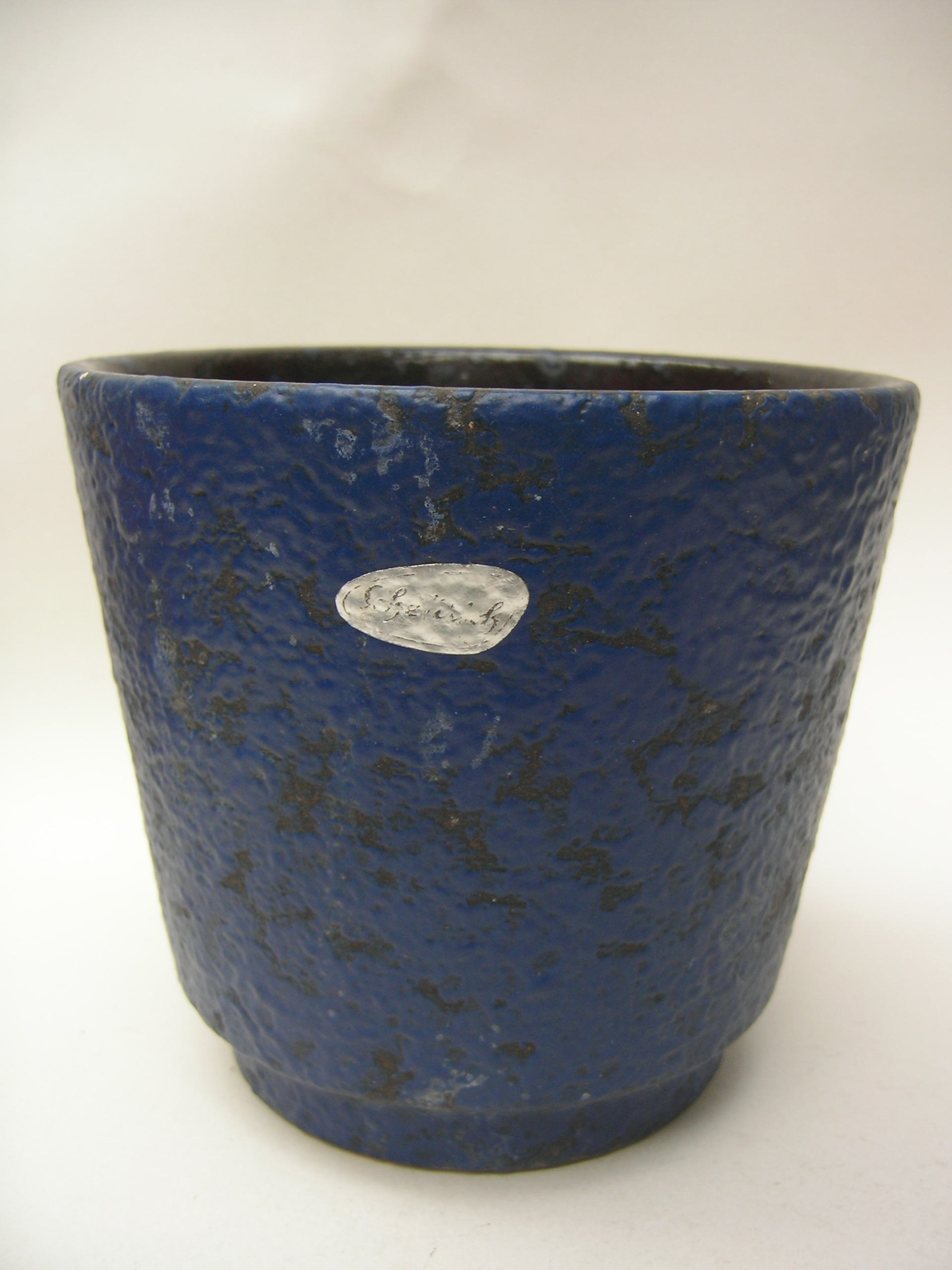 Scheurich Plant Pot West German Blue with Sticker Label Pottery
