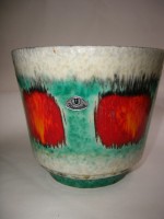 U Keramik Plant Pot West German Fat Lava Red Green